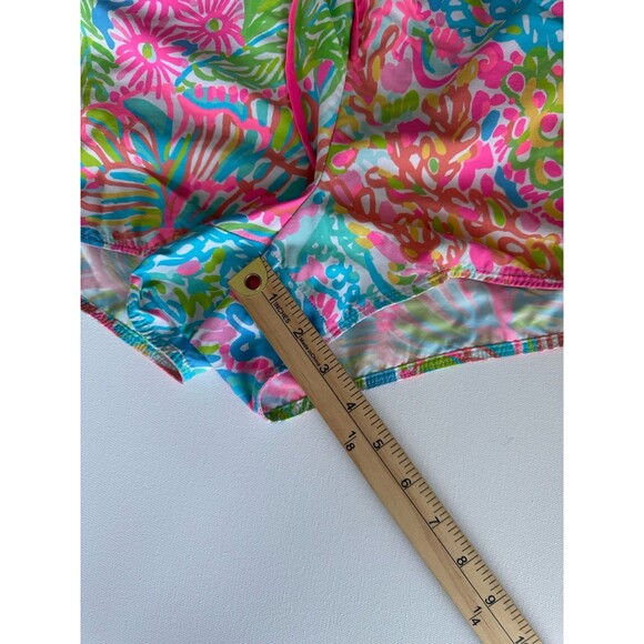 Lilly Pulitzer Women Nylon Luxletic Athletic Shorts in Bright Pink Blue Green XL - Picture 4 of 8